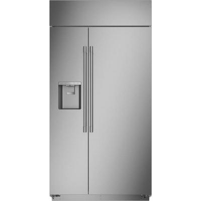 42" Monogram Built In Side By Side Stainless Steel Dispenser Refrigerator - ZISS420DNSS