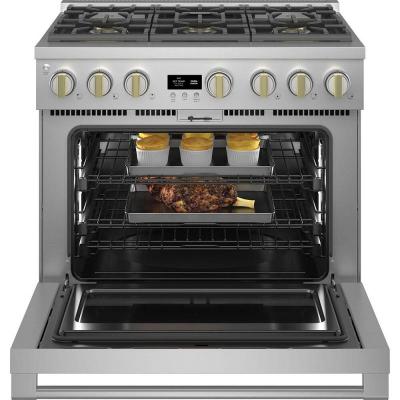 36" Monogram 5.75 Cu. Ft.  Dual-Fuel Professional Range With 6 Burners - ZDP366NTSS