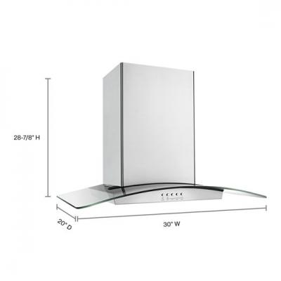 30" Whirlpool Convertible Glass Kitchen Ventilation Hood With Glass Edge LED Lighting - WVW75UC0DS