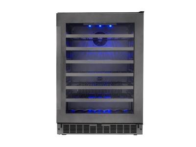 24" Silhouette Single Zone Wine Cellar in Black Stainless Steel  - SSWC056D1B-S