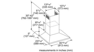 36" Thermador Masterpiece  Pyramid Chimney Wall Hood, 600 CFM - HMCB36WS