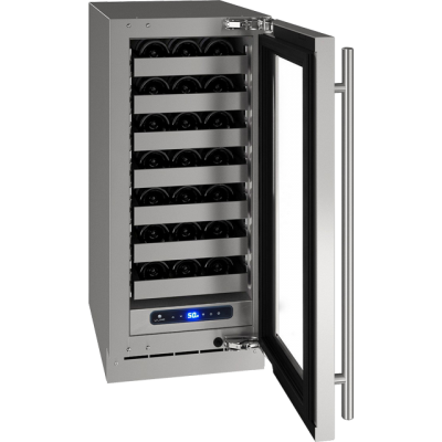 15" U-Line 5 Class Series Left-Hand Hinged Wine Cooler Stainless Frame (with lock) - UHWC515SG51A