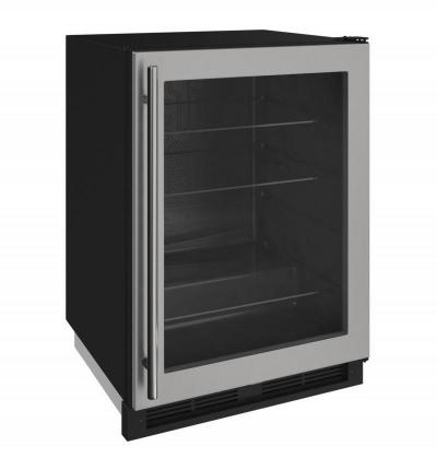 24" U-Line 1000 Series Glass Door Refrigerator - U1224RGLINT00A