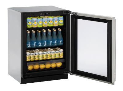 24" U-Line Modular 3000 Series Glass Door Built-In Compact Refrigerator - U3024RGLINT00B