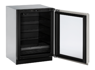 24" U-Line Modular 3000 Series Glass Door Built-In Compact Refrigerator - U3024RGLINT00B