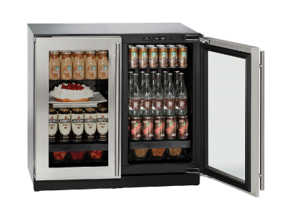 36" U-Line Modular 3000 Series Glass Door Built-In Compact Refrigerator - U3036RRGLINT00B 