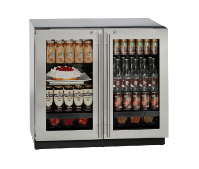 36" U-Line Modular 3000 Series Glass Door Built-In Compact Refrigerator - U3036RRGLINT00B 