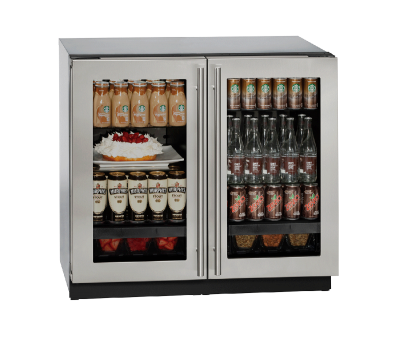 36" U-Line Modular 3000 Series Glass Door Built-In Compact Refrigerator - U3036RRGLS00B