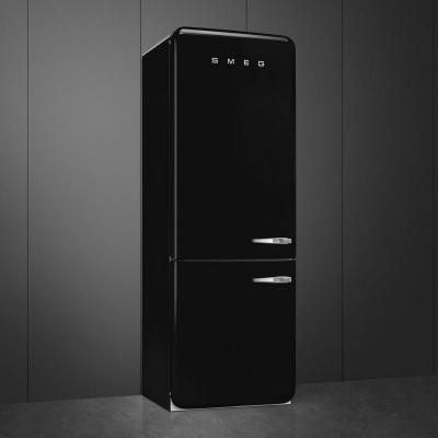 28" SMEG 18.01 Cu. Ft. Free Standing Bottom Mount Refrigerator in Black - FAB38ULBL