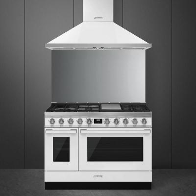 48" SMEG Cooker Portofino Freestanding Professional Dual Fuel Range with 5 Burners in White - CPF48UGMWH