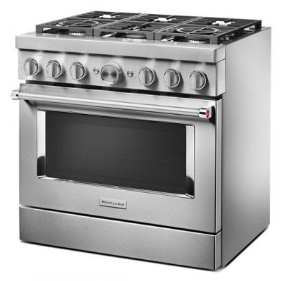 36" KitchenAid 5.1 Cu. Ft. Smart Commercial-Style Dual Fuel Range With 6 Burners In Stainless Steel - KFDC506JSS