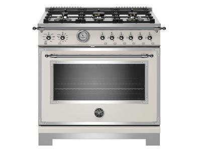 36" Bertazzoni All Gas Range 6 Brass Burners - HERT366GASAVT