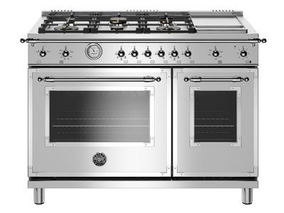 48" Bertazzoni All-Gas Range 6 Brass Burner and Griddle - HERT486GGASXT