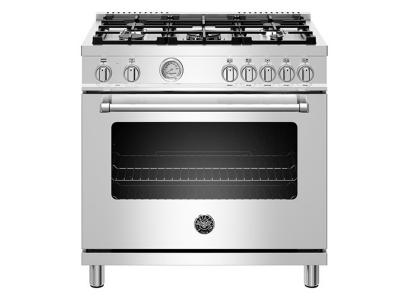 36" Bertazzoni Dual Fuel Range 5 Burner Electric Oven - MAST365DFMXE