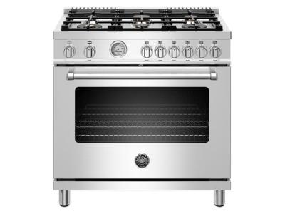 36" Bertazzoni Master Series Liquid Propane Gas Range With 6 Brass Burners - MAST366GASXTLP