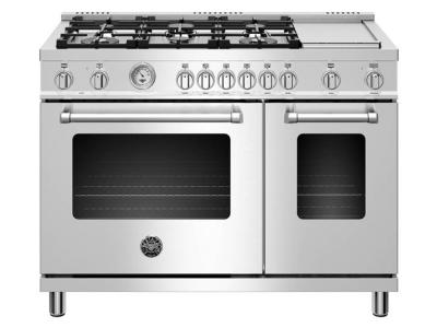 48" Bertazzoni Dual Fuel Range With 6 Burners and Griddle - MAST486GDFMXE