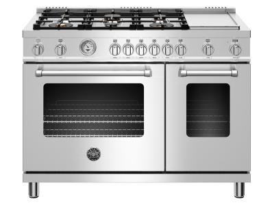 48" Bertazzoni Master Series Liquid Propane Gas Range With 6 Brass Burners - MAST486GGASXTLP