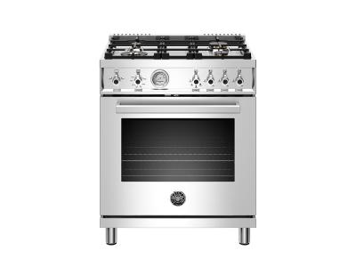 30" Bertazzoni Gas Range with 4 Brass Burner - PROF304GASXT