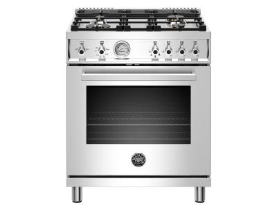 30" Bertazzoni Professional Series Liquid Propane Gas Range With 4 Brass Burners - PROF304GASXTLP