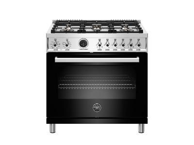 36" Bertazzoni Dual Fuel Range 6 Brass Burner Electric Self-Clean Oven - PROF366DFSNET