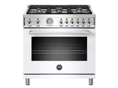 36" Bertazzoni  Gas Range with 6 Brass Burners - PROF366GASBIT