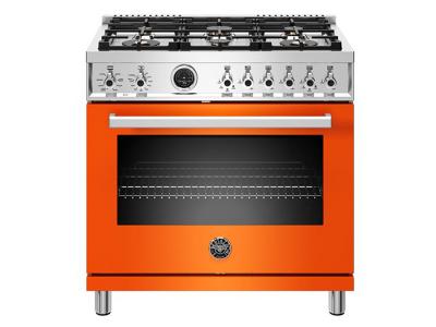 36" Bertazzoni  Gas Range with 6 Brass Burners - PROF366GASART