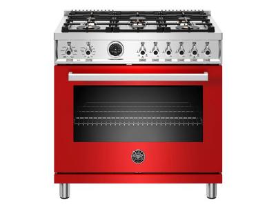 36" Bertazzoni  Gas Range with 6 Brass Burners - PROF366GASROT