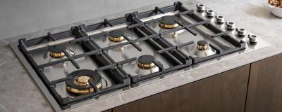 36" Bertazzoni Drop-in Gas Cooktop with 6 Brass Burners - PROF366QBXT