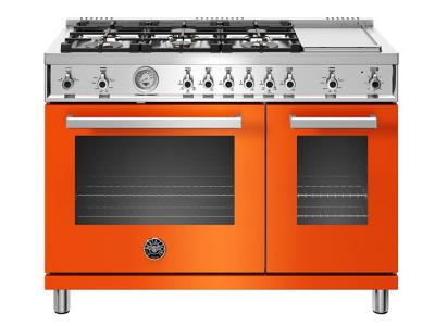 48" Bertazzoni Gas Range with 6 Brass Burner and Griddle - PROF486GGASART