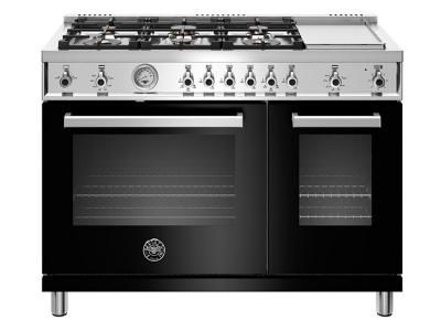 48" Bertazzoni Gas Range with 6 Brass Burner and Griddle - PROF486GGASNET