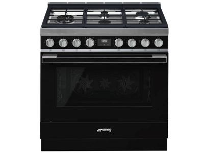 36" SMEG Portofino Freestanding Professional Dual Fuel Range - CPF36UGMBL