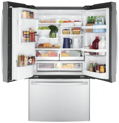 36" GE 22.1 Cu. Ft. Counter-Depth Fingerprint Resistant French-Door Refrigerator - GYE22GYNFS