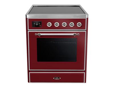 30" ILVE Majestic II Electric  Freestanding Range with Chrome Trim in Burgundy - UMI30NE3BUC