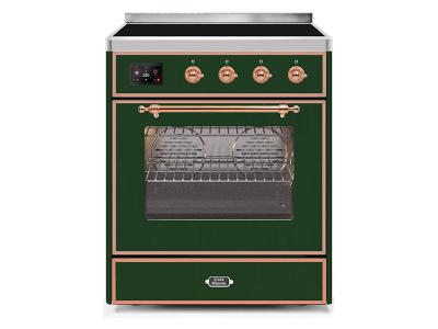 30" ILVE Majestic II Electric Freestanding Range with Copper Trim in Emerald Geen - UMI30NE3EGP