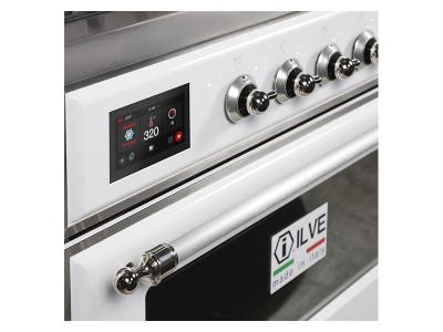 36" ILVE Majestic II Dual Fuel Natural Gas Freestanding Range with Chrome Trim  in White  - UM09FDNS3WHC-NG