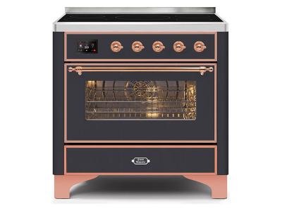 36" ILVE Majestic II Electric Range with Copper Trim in Matte Graphite- UMI09NS3MGP