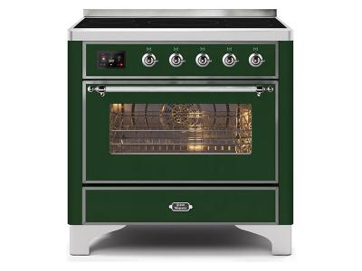 36" ILVE Majestic II Electric Range with Chrome Trim in Emerald Green - UMI09NS3EGC