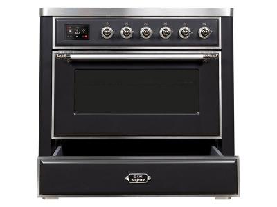 36" ILVE Majestic II Electric Range with Chrome Trim in Matte Graphite - UMI09NS3MGC