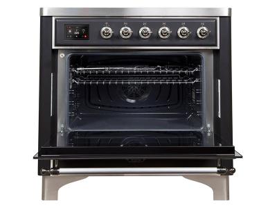 36" ILVE Majestic II Electric Range with Chrome Trim in Matte Graphite - UMI09NS3MGC