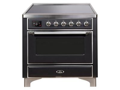 36" ILVE Majestic II Electric Range with Chrome Trim in Matte Graphite - UMI09NS3MGC