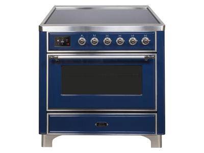 36" ILVE Majestic II Electric Range with Chrome Trim in Blue - UMI09NS3MBC