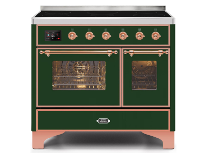 40" ILVE Majestic II Electric Freestanding Range with Copper Trim in Glossy Black - UMDI10NS3BKP