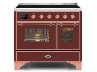 40" ILVE Majestic II Electric Freestanding Range with Copper Trim in Burgundy - UMDI10NS3BUP