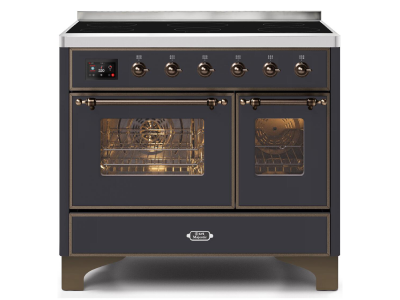 40" ILVE Majestic II Electric Freestanding Range with Bronze Trim in Matte Graphite - UMDI10NS3MGB