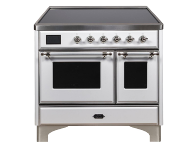 40" ILVE Majestic II Electric Freestanding Range with Chrome Trim in White - UMDI10NS3WHC