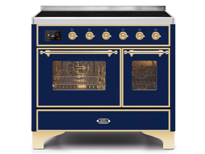 40" ILVE Majestic II Electric Freestanding Range in Blue with Brass Trim - UMDI10NS3MBG