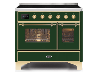 40" ILVE Majestic II Electric Freestanding Range in Emerald Green with Brass Trim - UMDI10NS3EGG