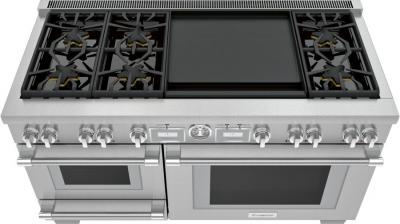 60" Thermador Pro Grand  Commercial Depth Dual Fuel Steam Range - PRD606WESG