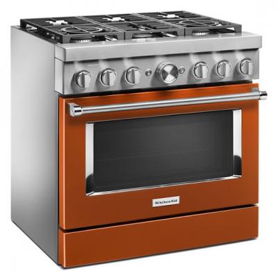 36" KitchenAid 5.1 Cu. Ft. Smart Commercial-Style Dual Fuel Range With 6 Burners In Scorched Orange - KFDC506JSC