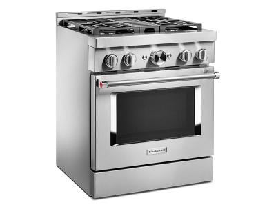 30" KithcenAid 4.1 Cu. Ft. Smart Commercial-Style Gas Range With 4 Burners - KFGC500JSS